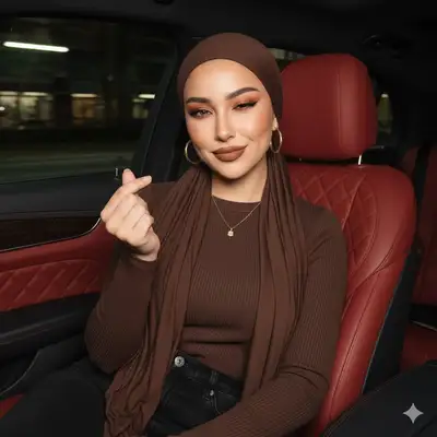Photorealistic Portrait of Woman in Hijab in Luxury Car