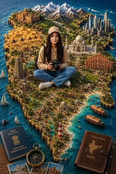3D miniature travel diorama map of India