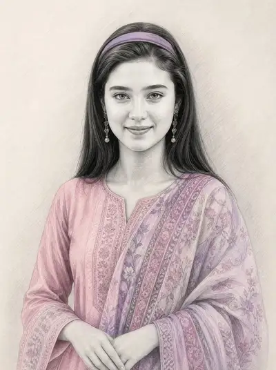 Hyper-realistic graphite pencil sketch with selective color