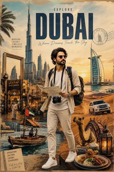 Stylized Travel Poster for Dubai