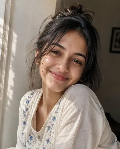 Sunlit Candid Portrait of South Asian Woman