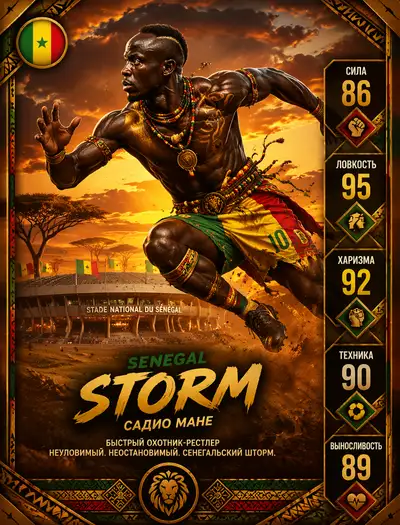 Sadio Mane senegal storm wrestler card