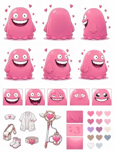 Rosa-Gelee-Optimisten-Blob-Charakterdesign