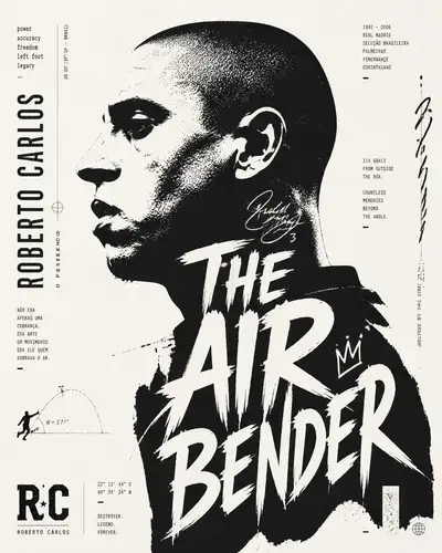 Bold typographic silhouette poster of Roberto Carlos