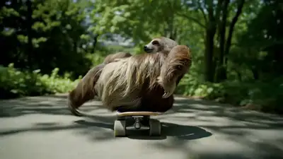 Sloth Skateboarding in Montreal Park