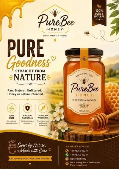 PureBee-Honey-Bio-Marken-Poster-Vorlage