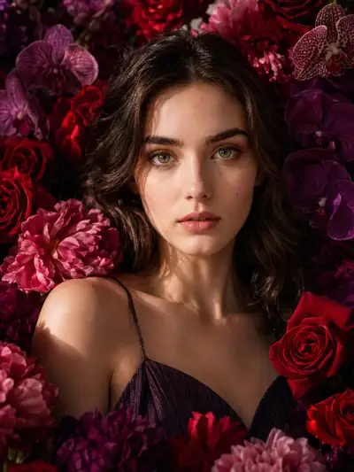 Cinematic Floral Editorial Portrait