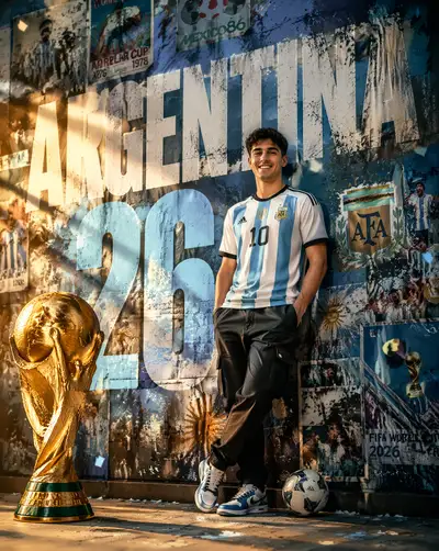 Argentina football fan sports advertising poster