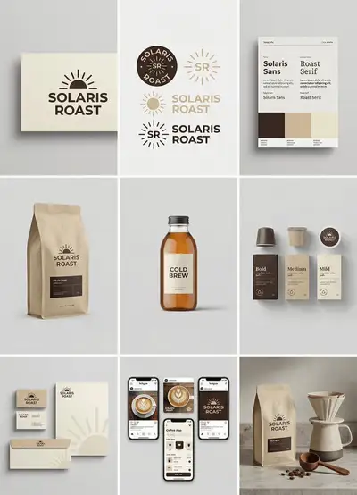 Complete brand identity 3x3 grid template