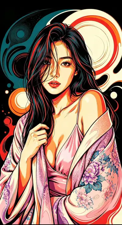 带物体置入的迷幻新表现主义插画