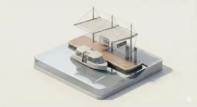 Minimal isometric city transport stop diorama template