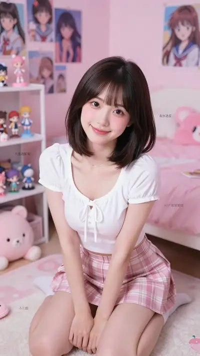 Nostalgic Y2K Kawaii Bedroom Portrait on Vintage CCD Camera