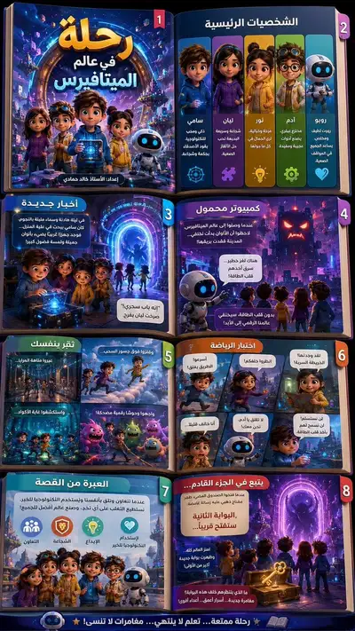 3D Arabic infographic in Pixar storybook style