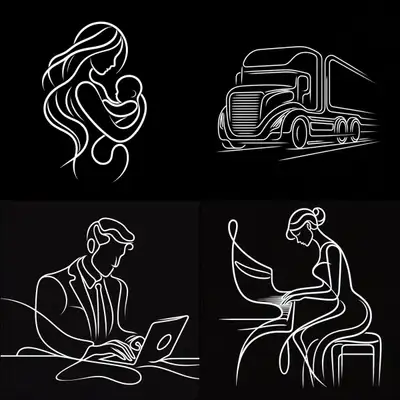 Minimalist Black and White Line Art Prompt