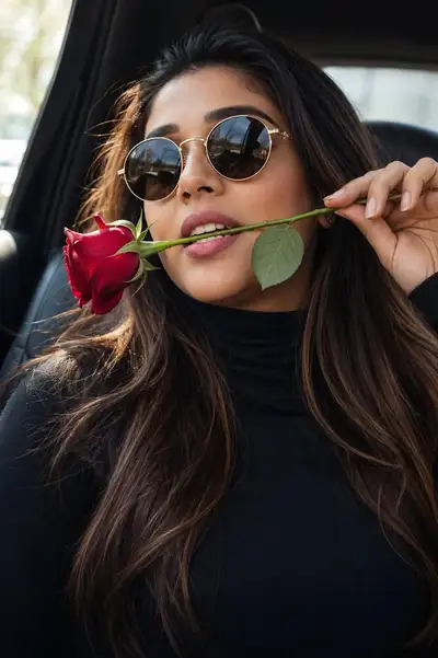 High-Fashion Car Portrait with Rose