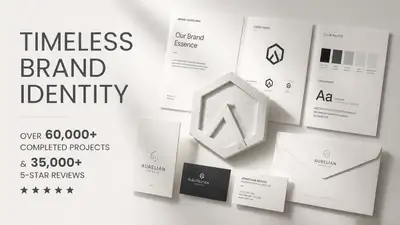 Minimalist brand identity presentation with guideline mockups