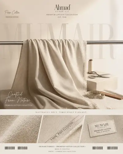 Luxury cotton fabric editorial advertisement prompt