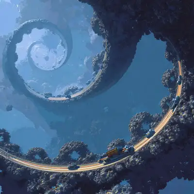 Mandelbrot F1 Racing Circuit Video Prompt
