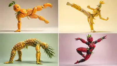 Fruit Creature Pose Grid Generator