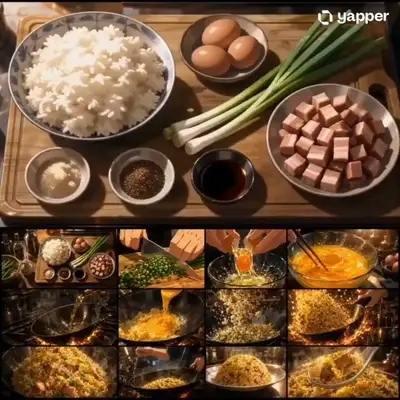 Anime Golden Fried Rice Cooking Video Prompt