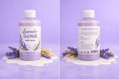 Luxury Lavender Oat Milk Body Wash Product Visualization