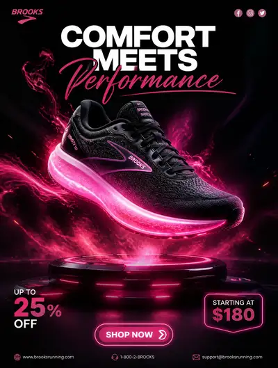Brooks Running Shoe Neon Commercial Advertisement