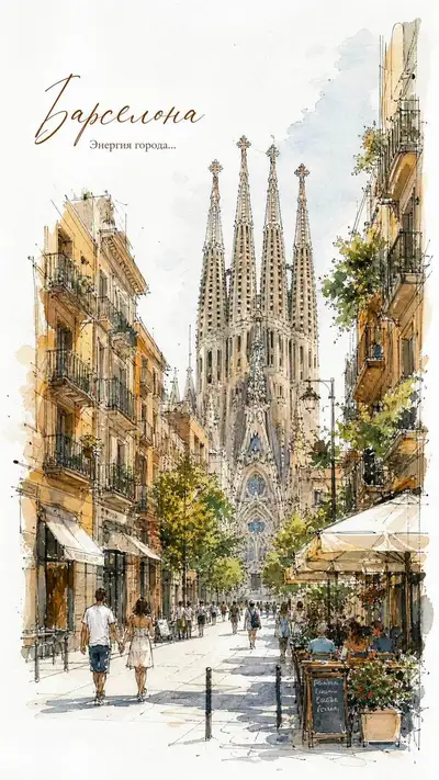 European City Street Travel Poster Watercolor Prompt