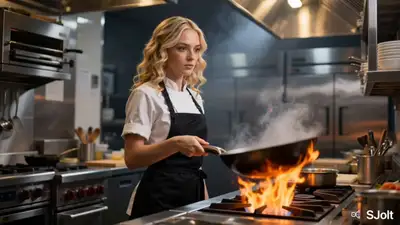 Fiery wok stir-fry restaurant kitchen action video prompt