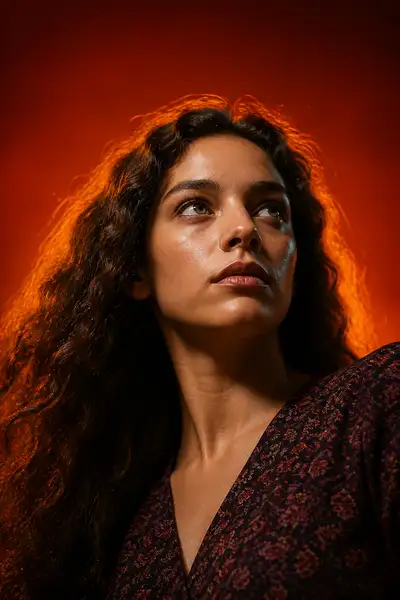 Heroic Low-Angle Editorial Portrait With Studio Lighting