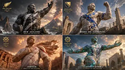 Rendu de statue de blason de l'équipe nationale pour la Coupe du monde