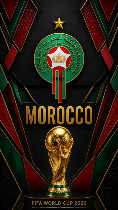 Luxury black and gold FIFA World Cup 2026 Morocco poster