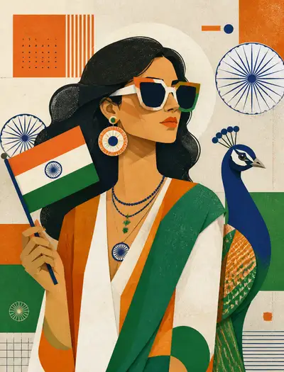 Indian Independence Day Paper Collage Portrait