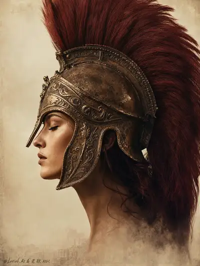 Photorealistic Female Warrior Helmet Portrait
