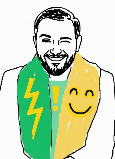 Minimalistisches handgezeichnetes Doodle-Porträt mit buntem Schal