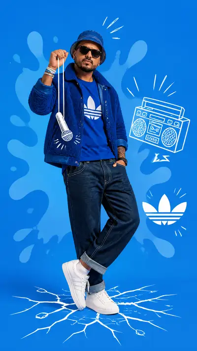Adidas Streetwear Portrait with Doodle Overlays Prompt