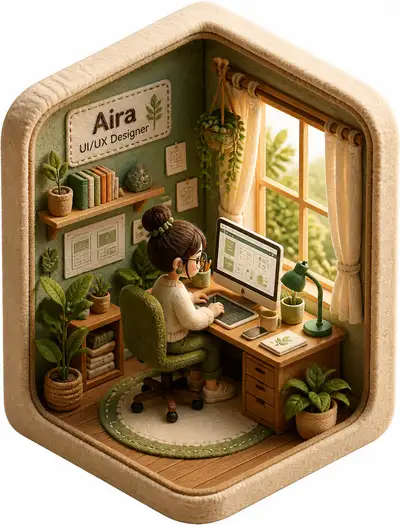3D Isometric Diorama Felt Character Scene