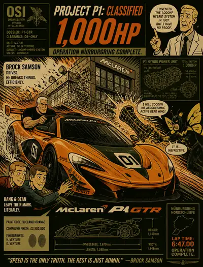 McLaren-P1-GTR-Poster im Venture-Bros-Stil
