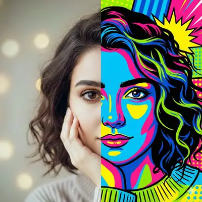 Split-Face Realism to Pop-Art Portrait