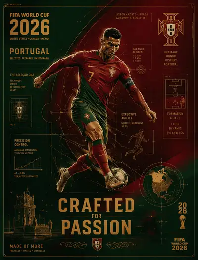 Portugal World Cup 2026 blueprint poster design
