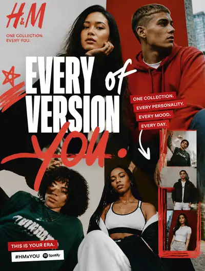 H&M youth fashion campaign poster, Spotify x Nike energy