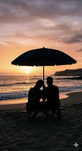 Romantic Sunset Beach Couple Silhouette