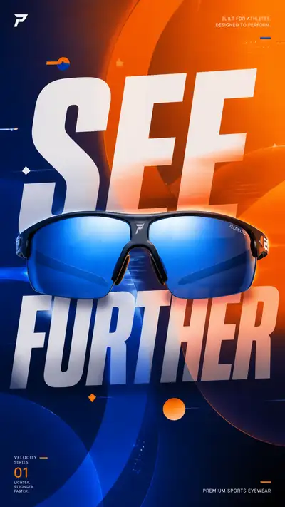 Sport sunglasses campaign poster, See Further concept