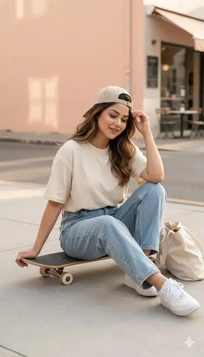Ultra-Realistic Skateboard Street Style Photo