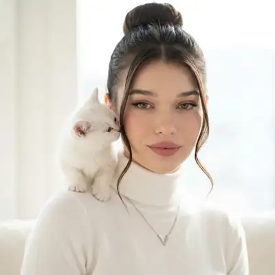 Ethereal Portrait with Kitten