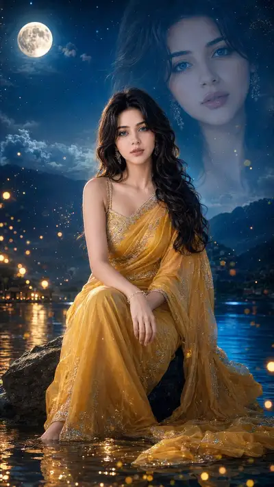 Moonlit Serenity Lakeside Portrait