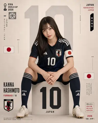 Prompt de Pôster de Jogador da Seleção do Japão (Copa do Mundo FIFA 2026)