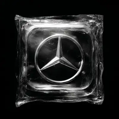 Vacuum-Sealed Mercedes Logo Hyper-Realistic Image