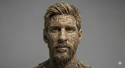 Visage entièrement tissé à partir de brindilles de bois