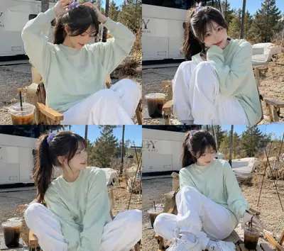 Portrait de style de vie en plein air et cosy d'une jeune femme