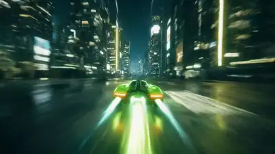 Futuristic Neon Sprint Flying Car